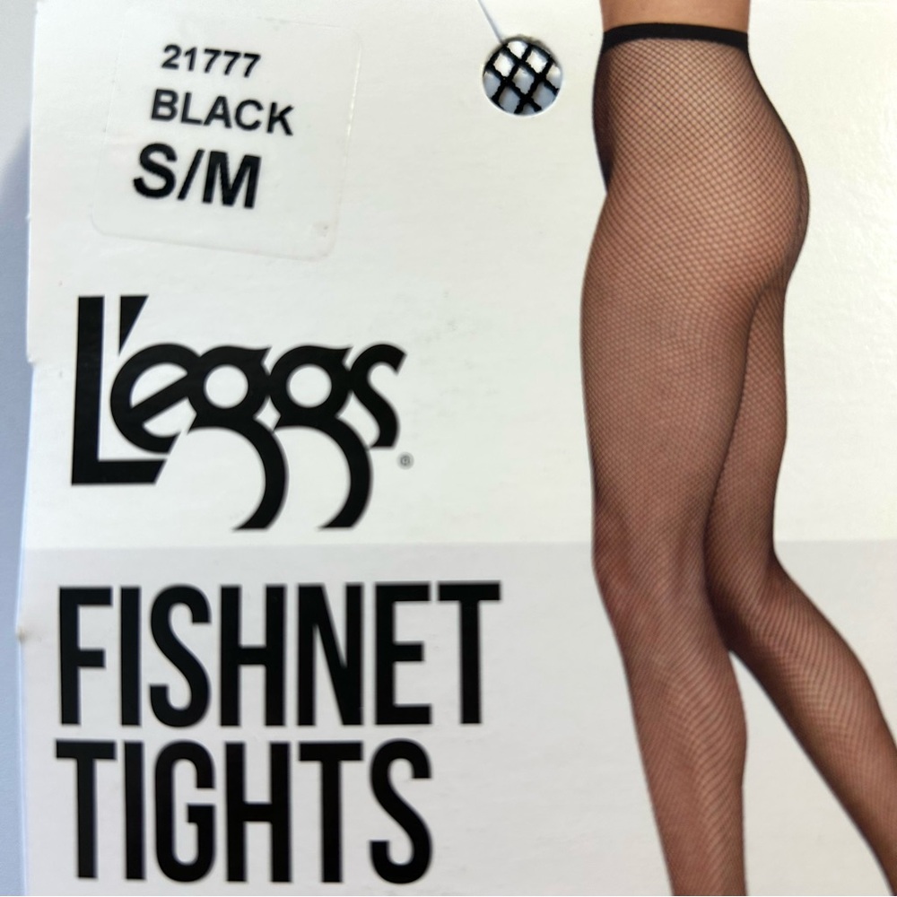 NWT L'eggs Fishnet Sheer Black Tights, S/M, 1.0 pr - Picture 4 of 7